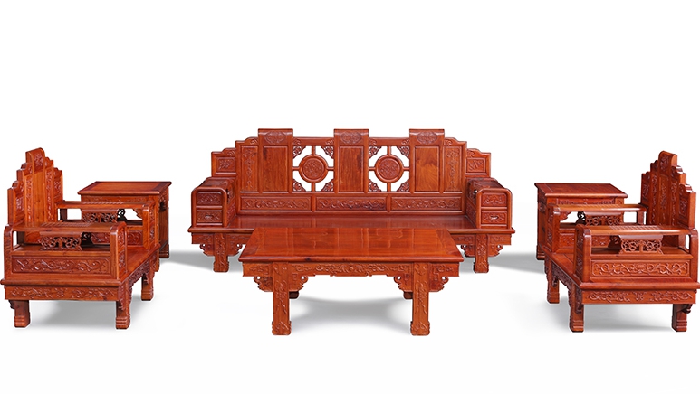 “缅甸花梨福在眼前沙发”一套红木沙发价格